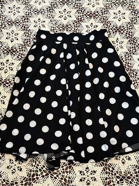 Chloe Black Skater Skirt with White Polka Dots
